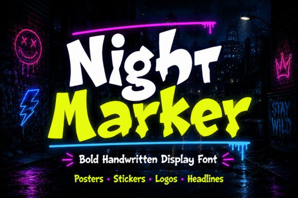 Night Marker: The Vibrant Handcrafted Display Font